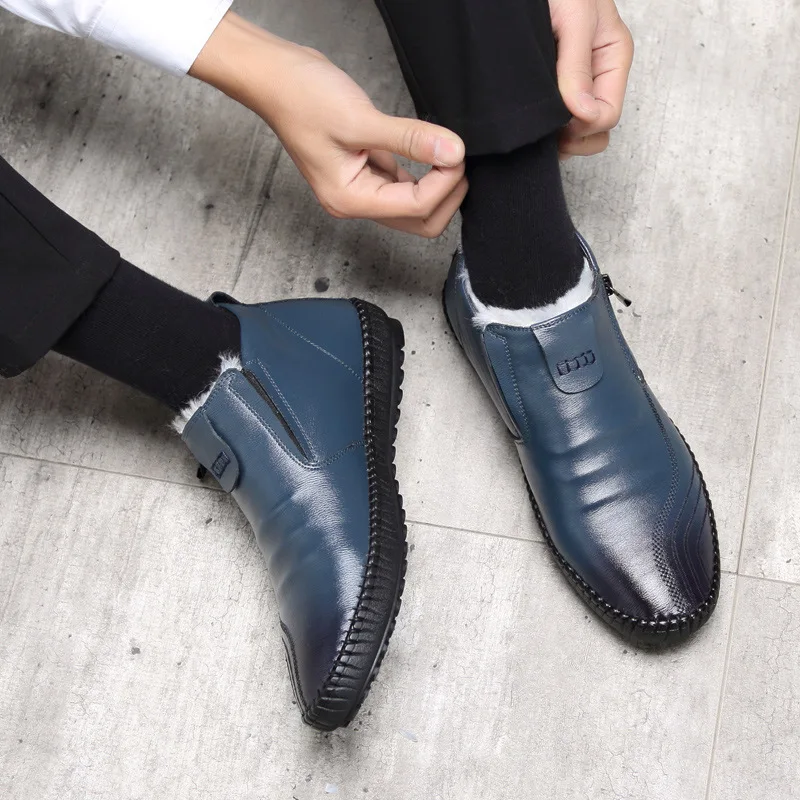 

2021 Natural Wool Winter Snow Shoes Men Genuine Cow Leather Warmest Casual Shoes Homme Walking Oxfords Hombre Platform Martens