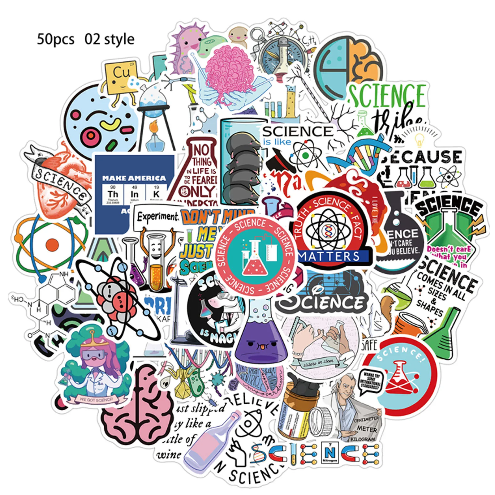 

50PCS one piece New Laboratory Physics and Chemistry Graffiti Stickers Cute Sticker Suitcase Bike Car Luggage Skateboard Laptop