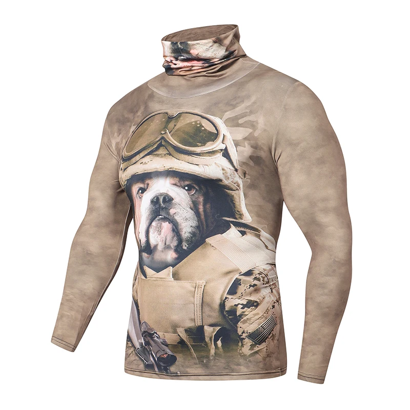 Мужские компрессионные рубашки с высоким воротником для бега в тренажерном зале