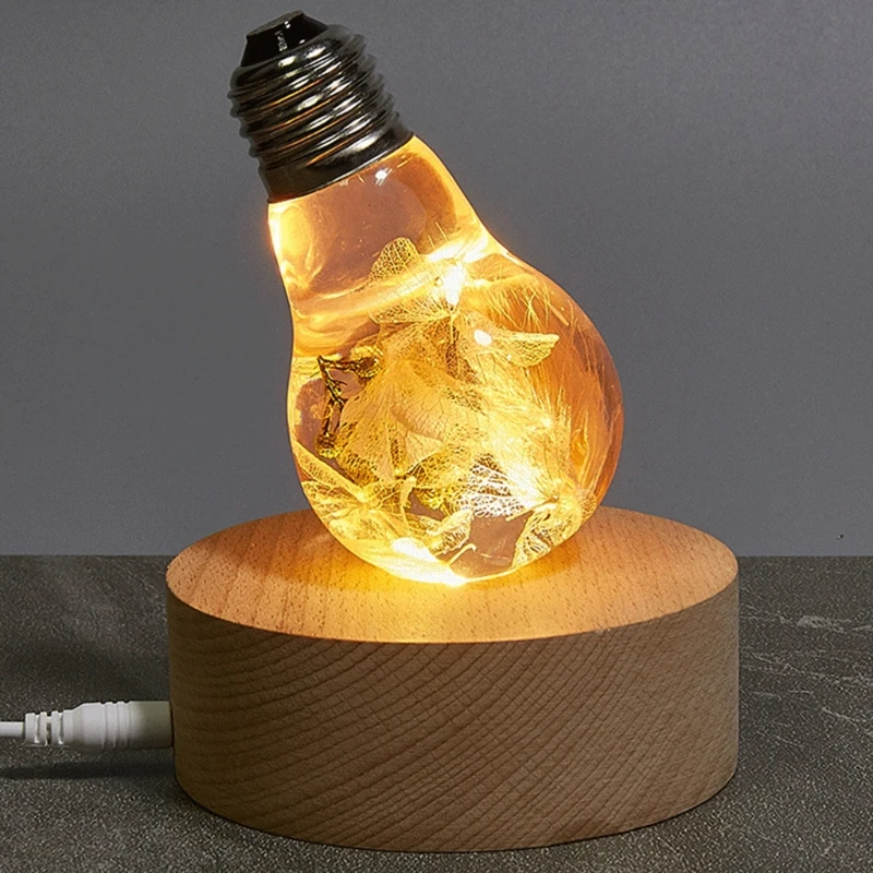 

LED Night Light Wooden Round Base Holder Display Stand for Crystals Glass Ball 652A