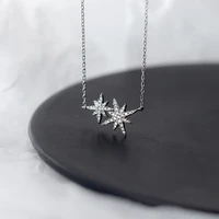 100 real 925 sterling silver double stars pendant necklaces shiny astral necklaces chokers jewelry for women gifts