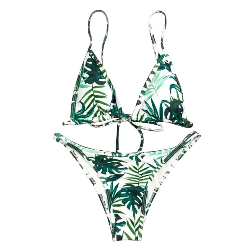

New European and American Sexy Split Bikini Women's Spaghetti-Strap Floral Print Split Swimsuit Best Selling