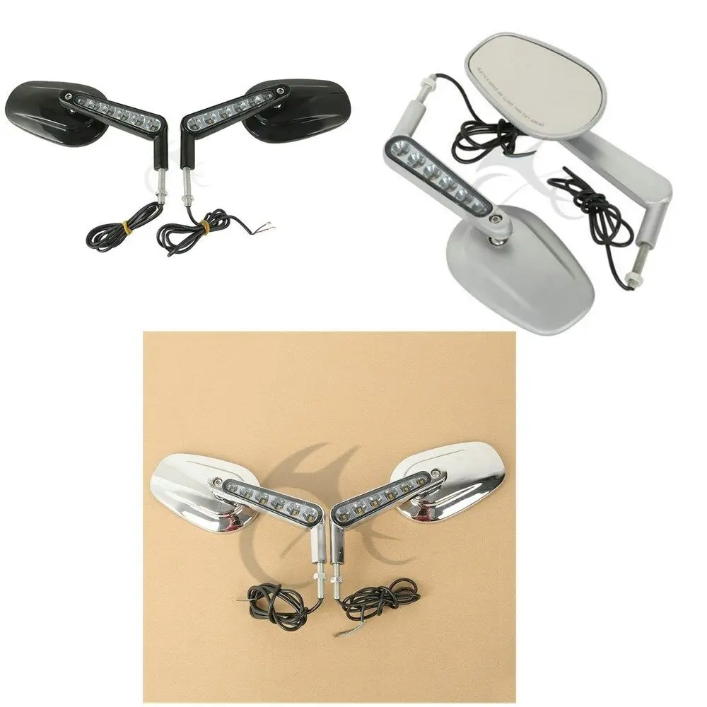Мотоциклетные зеркала заднего вида светодиодсветодиодный поворотные сигналы