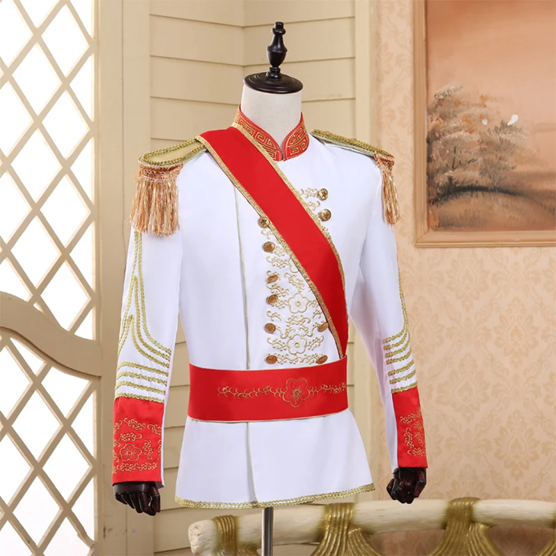 Shenrun мужские костюмы военная форма дворцовый костюм Дианы Принс Marshal Soldier Guard платье сценические костюмы Музыкальный барабан певица черный белый