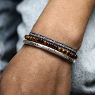 Браслет-веревка мужской турецкий, натуральный камень тигровый глаз, из хлопка, с дьявольским глазом