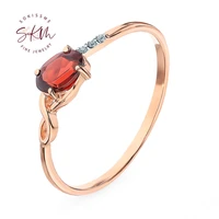 skm brand designer garnet rings for women 14k rose gold brand designer engagement wedding rings gife for women fine jewelry