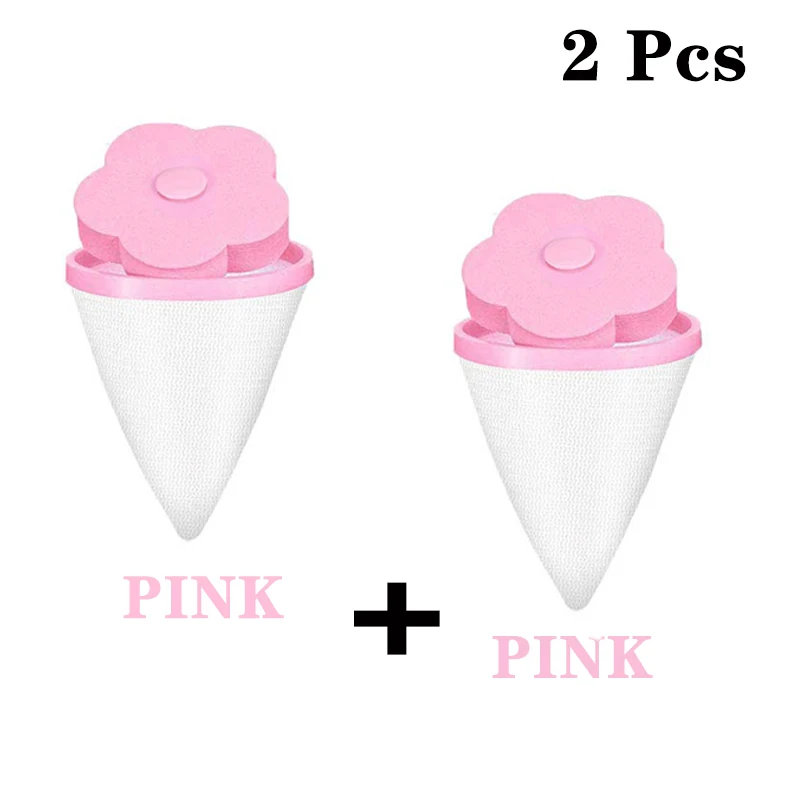 2Pink 3Pcs/set Washing Machine Filter Bag Hair Remover Floating Universal Net Bag Hair Removal Decontamination Filter Laundry Bag - Цвет: 2Pink