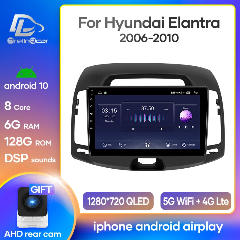 Prelingcar Android10.0 DSP для Hyundai Elantra 2006-2012 Автомобиль Радио Мультимедийный видеоплеер GPS