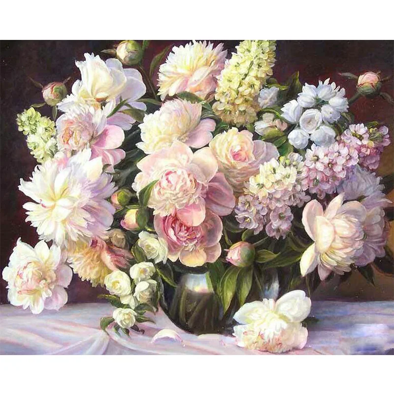 

Colored Glass Vase DIY Handmade Oil Paint Paint By Numbers Kit on Canvas Wall Art Home Decor Digital Painting for Wedding Family