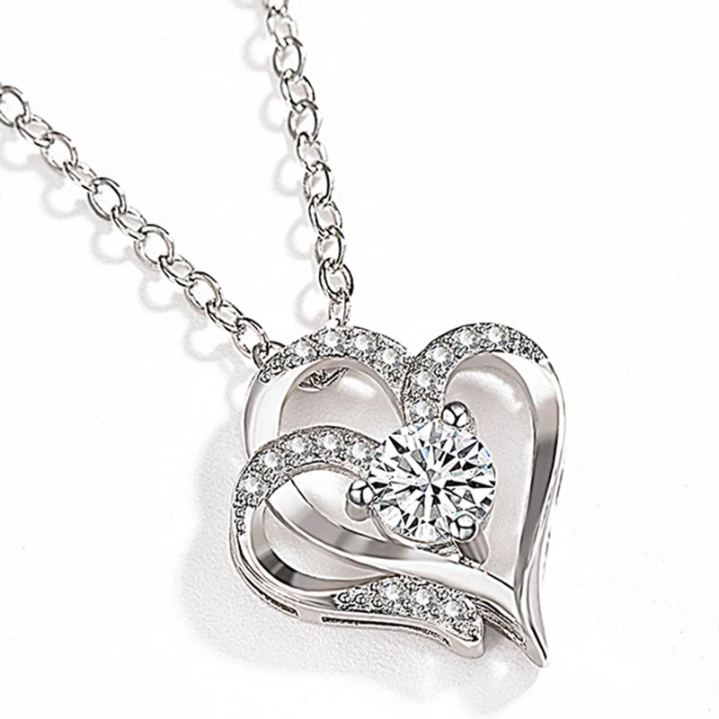 

Fashionable Heart-shaped Pendant Necklace With Diamonds Romantic Valentine's Day Gifts Couples Girlfriends Birthday Party Gifts