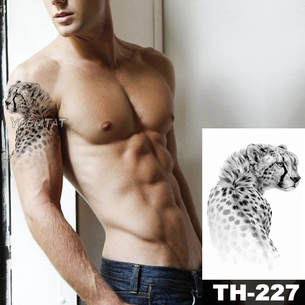 

Waterproof Temporary Tattoo Sticker Sketch realistic leopard pattern animals Water Transfer body art flash fake tatoo