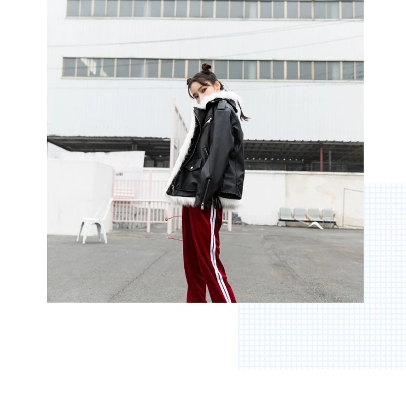 

Motorcycle leather jackets are worn on both sides, casual and comfortable, high-end temperament, faux fur women's vest cool