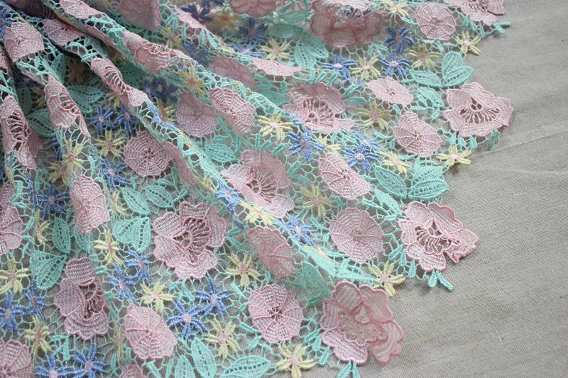 1" 38 см в ширину высокого качества DIY кружево для рукоделия Водорастворимая вышитая кружевная отделка в розовом+ мятном зеленом+ синем+ желтом, Venise кружевной отделкой