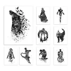 Картина на холсте Marvel Мстители Бэтмен Железный человек плакат черная белая чернильная печать Настенная картина Декор для гостиной