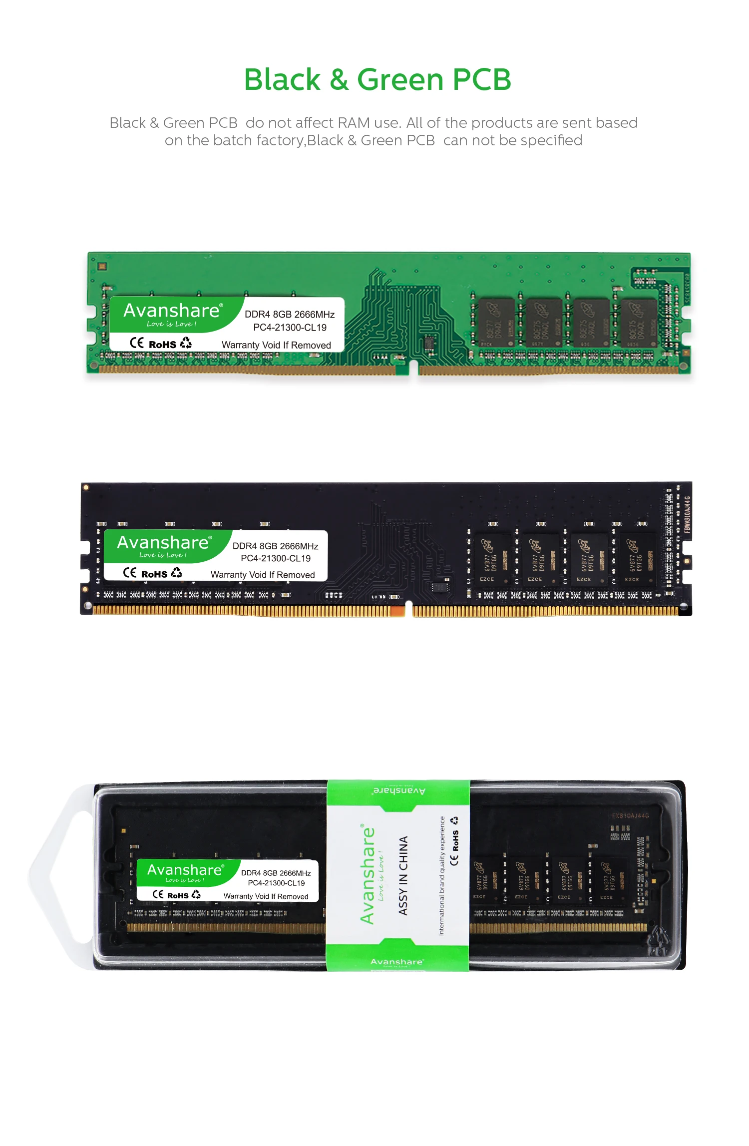Оперативная память Avanshare ddr4, 8 ГБ, 4 ГБ, 16 ГБ, 2133 МГц, 2400 МГц, 2666 МГц, Память DIMM для рабочего стола, поддержка материнской платы ddr4