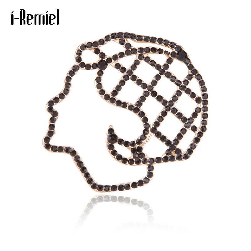 

Original Design Brooches for Women Female Simple Fashion Korean Black Crystal Rhinestone Pins Scarf Buckle Corsage Accessories
