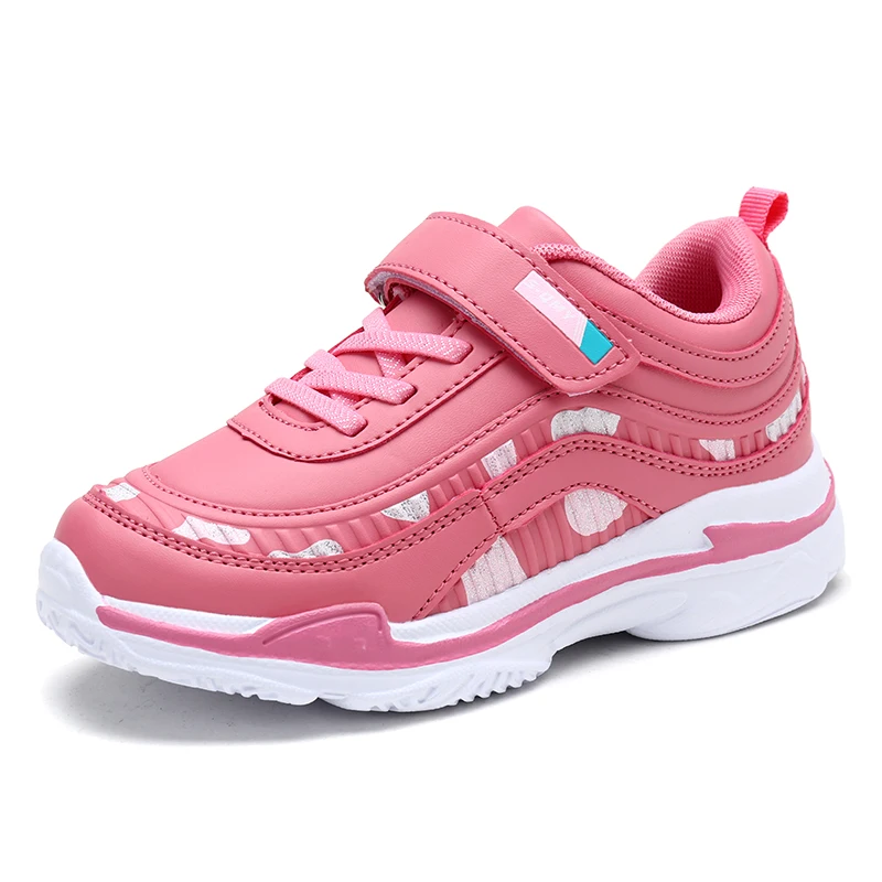 

Children's Pink School Girls Breathable Casual Hook & Loop Sneakers New Spring/Autumn Fashion Kid Teenagers Soft Sport Shoes