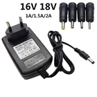Адаптер переменного тока в постоянный ток на 16 В, 18 в, универсальный адаптер питания на 16 и 18 В, 1 А, 1,5 А, 2 А, адаптер с вилкой для ЕС и США, 4 шт., разъем постоянного тока