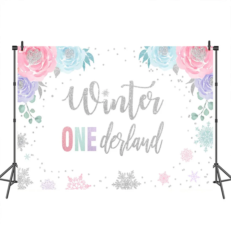 

One Birthday for Children Photography Background Winter onederland Rose Flower Birthday Party Backdrop Photobooth Studio