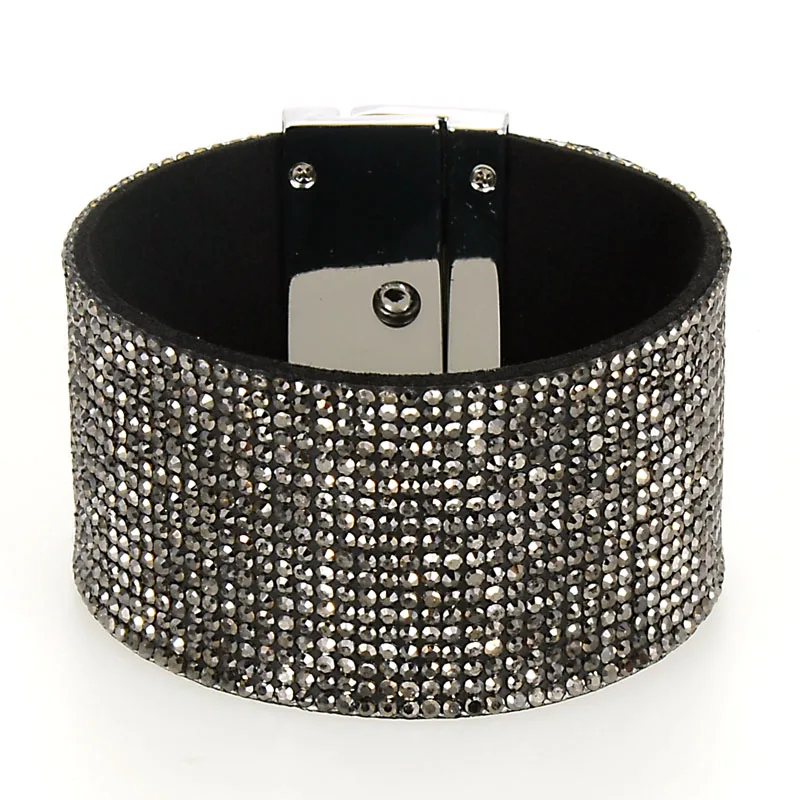 Miasol New Arrival Wide Pave Rhinestone Crystal Wrap Bracelet Full Bling Lock Clasp Bracelets For Women Jewelry Gifts | Украшения и