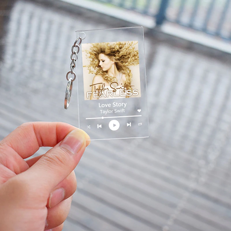 

Custom Music Album Picture Acrylic Keychain Personalized Photo Printed Key Chain Valentine's Day Gift