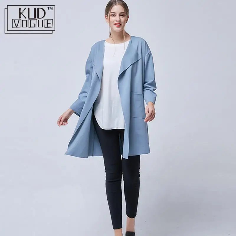 Женская ветровка 2018 розовый черный длинный Тренч воротник карман Офисная Леди