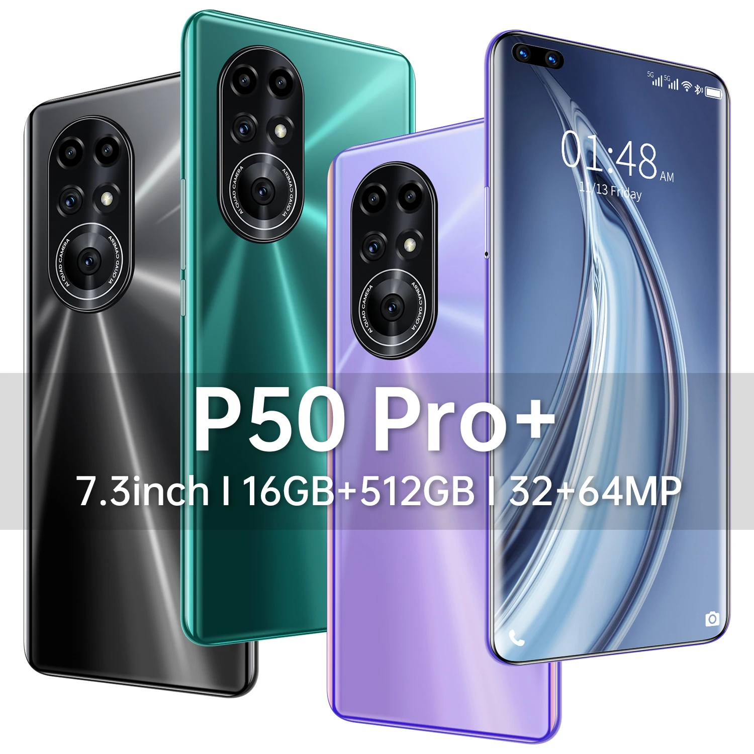 global version p50 pro 7 3 inch smartphone 6800mah 16gb 512gb android 11 face id mobile phone unlocked double sim 5g smartphone free global shipping