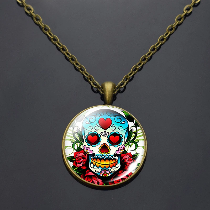 Стеклянная подвеска День мертвых для мужчин и женщин|Подвески| |