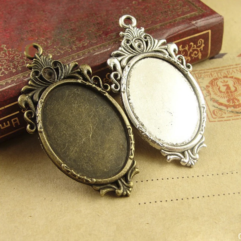 

10 шт. филигранная камео Кабошон 18x25 мм базовый подвесной лоток стеклянный кабошон базовая рамка камефео DIY для изготовления ювелирных издел...