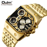 mens watches luxury stainless steel waterproof business men wristwatch 3 time zone big dial quartz watch male clock relojes
