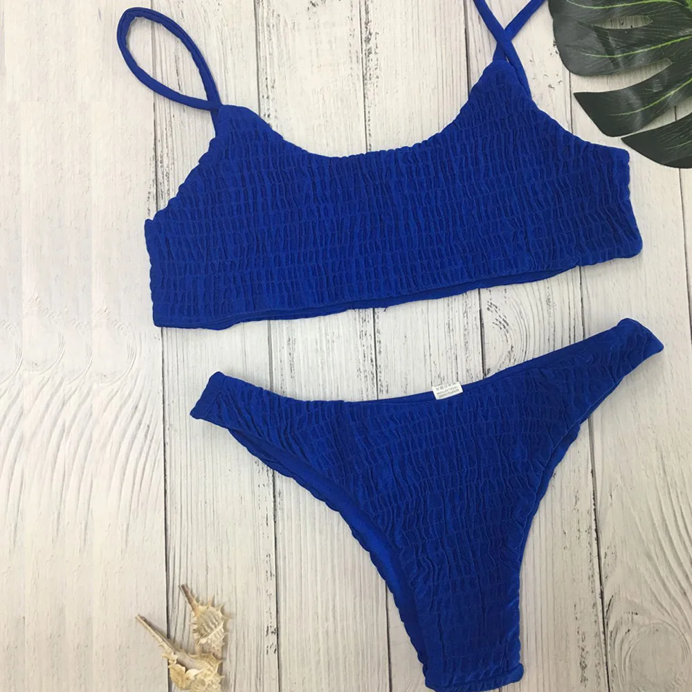 

2021 New Women's Bra Set Bikini Burst Women's Split Swimsuit Sexy Open Back Tight Low Waist Quick Dry Pleated Triangle Bikini