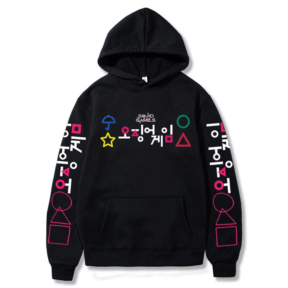 

Hip Hop Hooded Sweatshirt Squid Game Hoodies Men Women Unisex Streetwear Pullovers Harajuku Autumn Boys Girls Black Tops Hoody