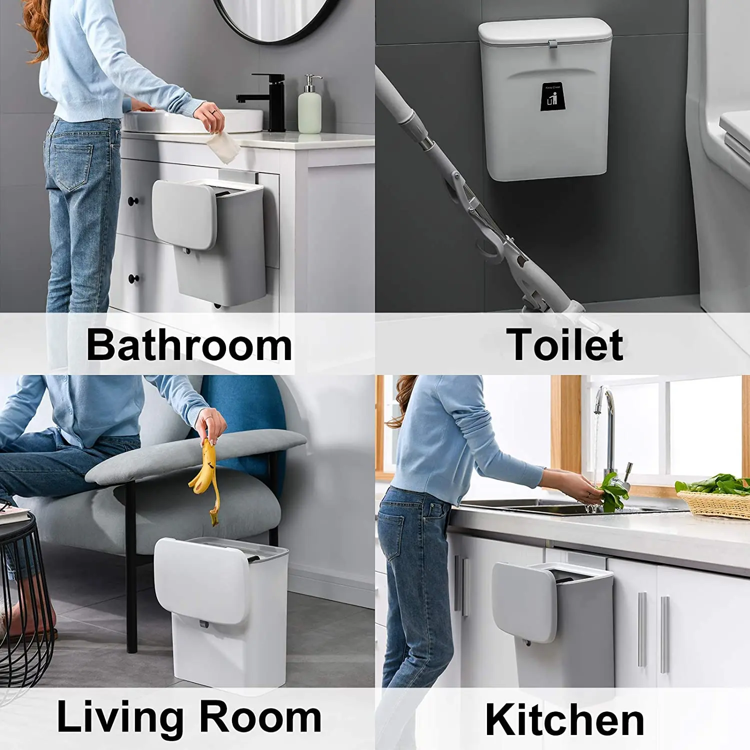 kitchen cabinet door hanging trash garbage bin container waste bins kitchen bathroom hanging holders trash bin cleaning tools free global shipping