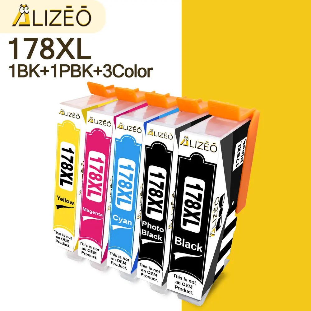Совместимый чернильный картридж Alizeo для HP 178, для принтера HP 178, 178XL Photosmart 5510, 5515, 6510, 7510, B109a, B109n, B110a с чипом