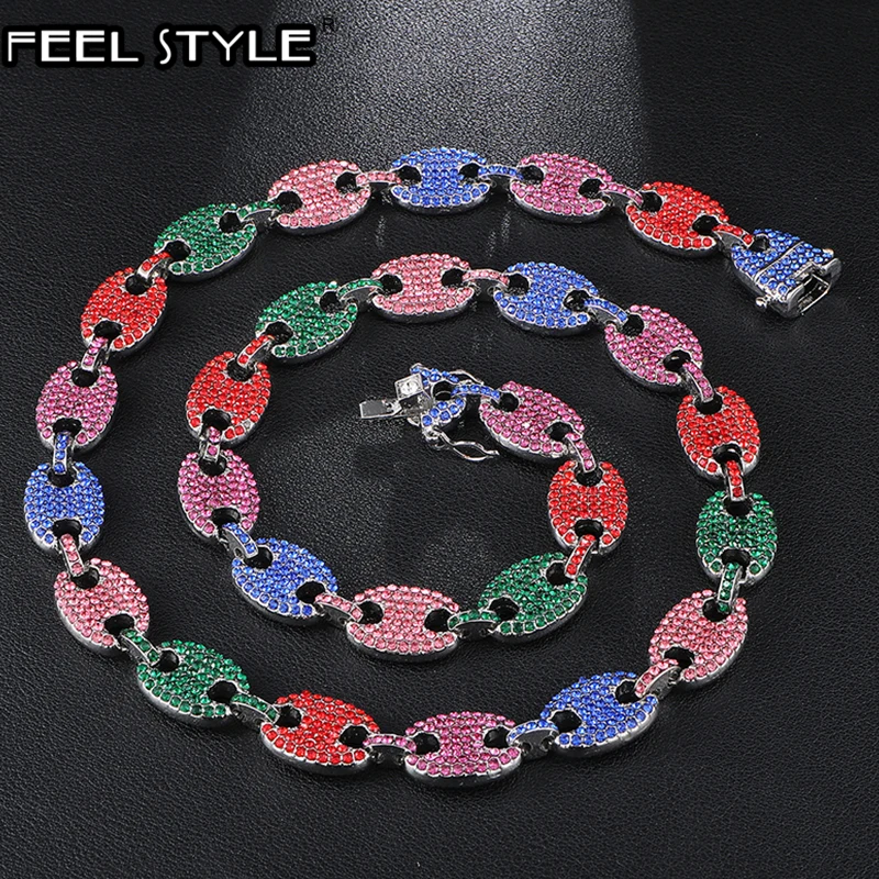 Ожерелье с подвеской из сплава CZ разноцветные стразы в виде кофейных зерен