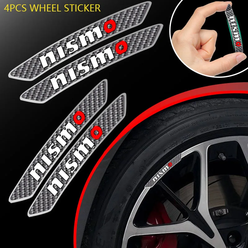 

4pcs Racing Rims Car Wheel Stickers Auto Decorative Decal for Nismo Nissan Rs 400r R34 Gtr Qashqai Juke Insignea Car Accessories