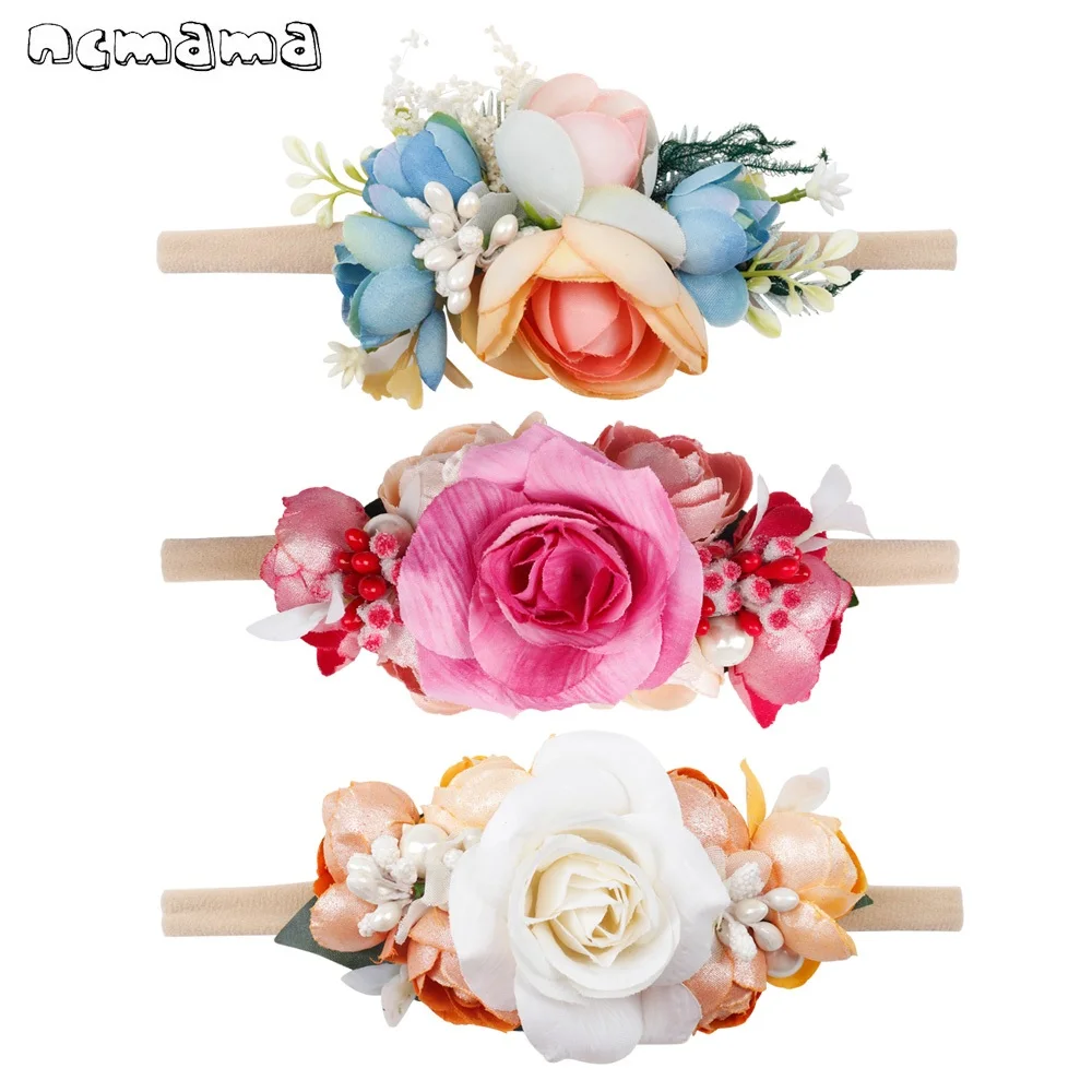 

ncmama Baby Headbands Newborn hair Bows Kids Toddler Headband Elastic Hair Band Headwear Children Girl Hair Accessories