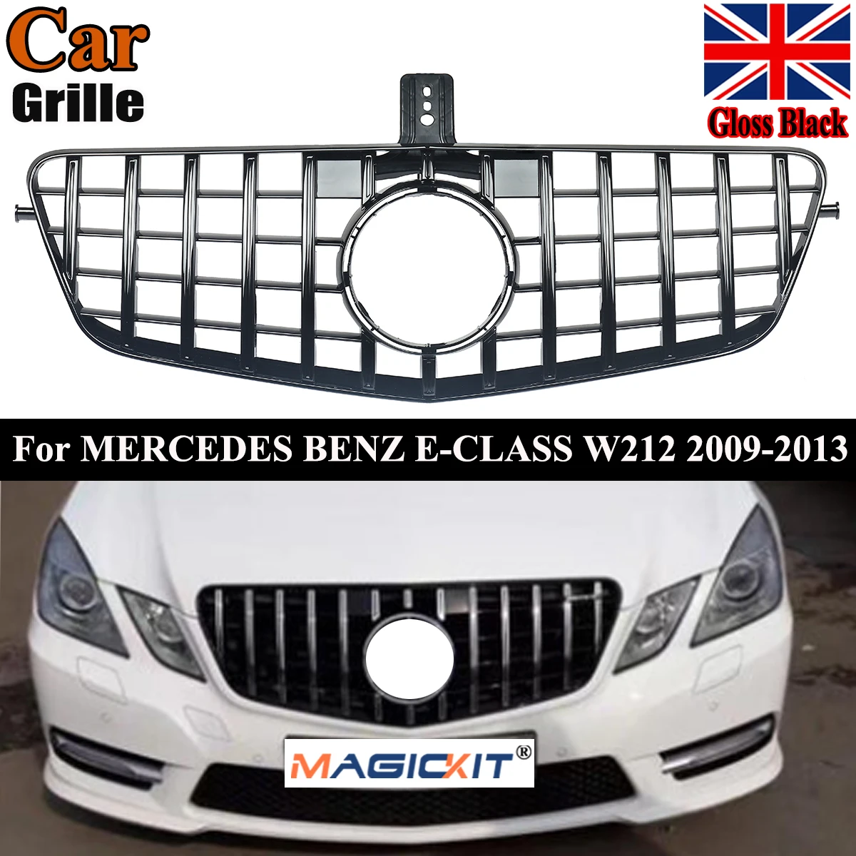 

MagicKit глянцевый черный 2010-2013 подходит для Mercedes Benz E-Class W212 передняя решетка GT Look 4-дверная