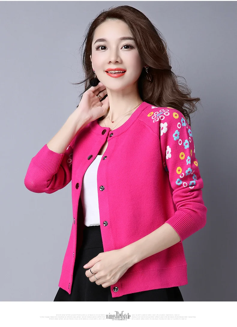 OHCLOTHING 4395- Осенне-зимняя обувь женские кашемир вышитые толстый кардиган свободные куртки женские трикотажный топ 43
