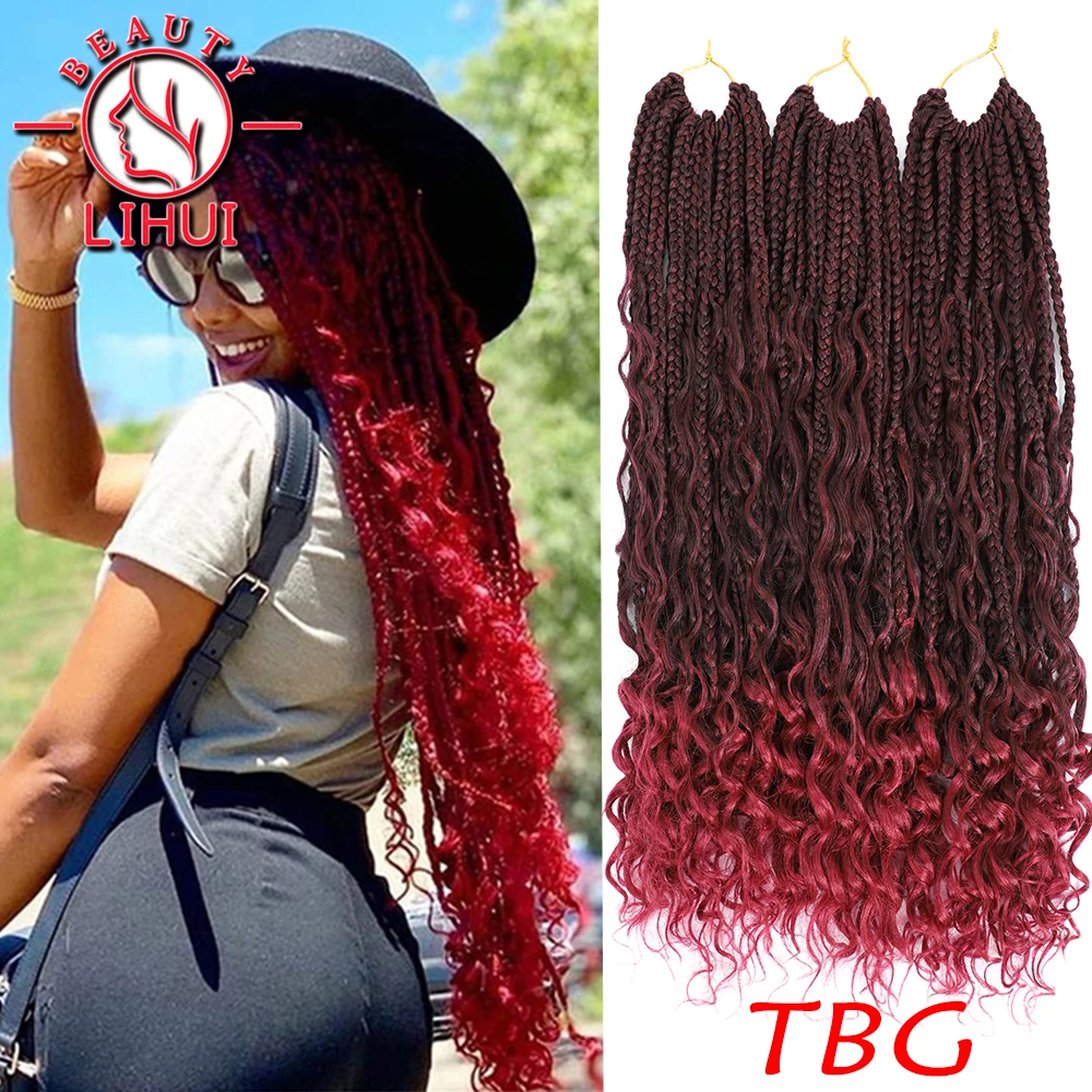 

Box Braids Crochet Hair With Curly Ends Goddess 3Packs 14"Box Braids Crochet Braids 3X Bohemian Braiding Hair For Black Women