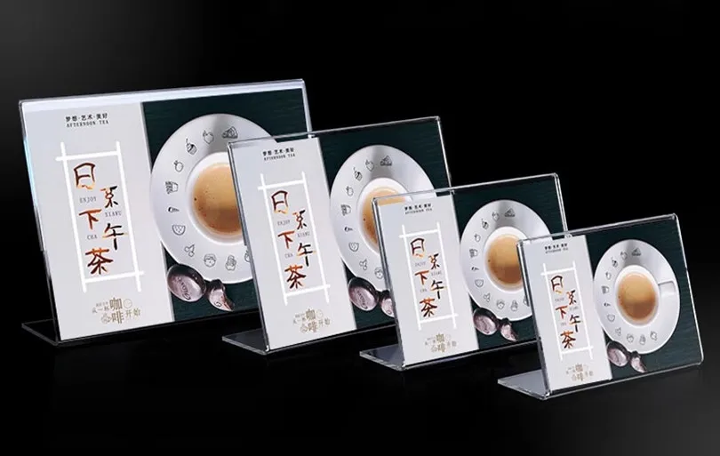 A4 Vertical And Horizontal Acrylic Menu Holders Table Sign Holder Message Holders Flexible PVC Display Holders Photo Holders