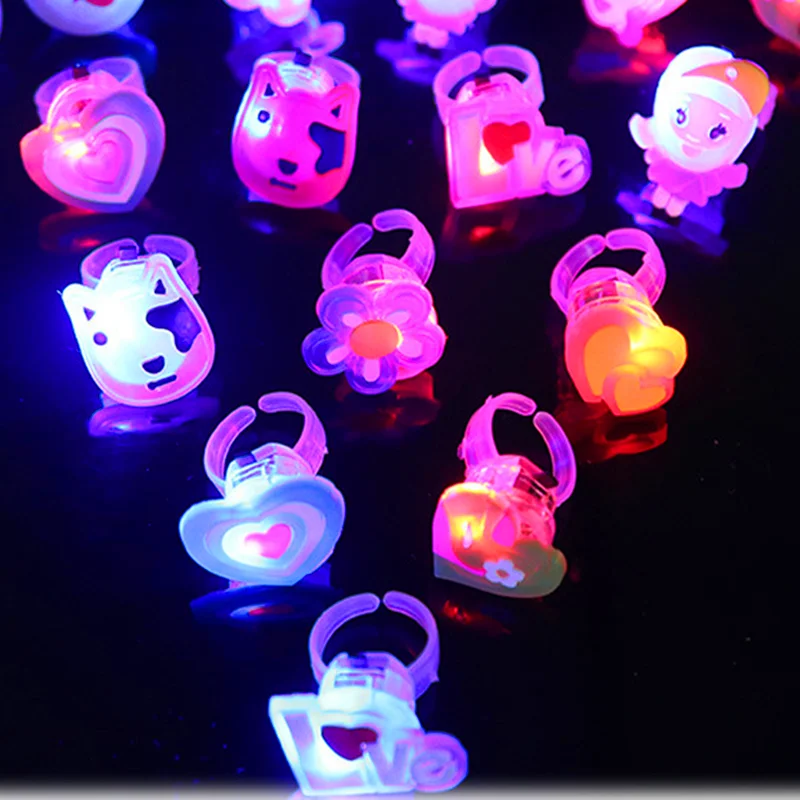 50 шт./упак. мультфильм палец кольцо силикона светящиеся кольца мигающий