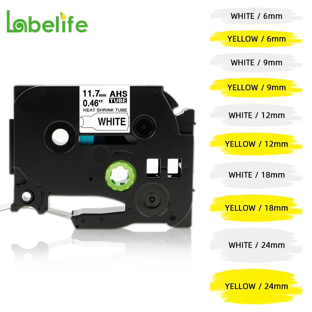 

Labelife HSe-231, совместимый с Brother HSe-231 HSe231 HS-231 HS231, черный, белый, термоусадочная лента для этикеток, используется в PT-D210