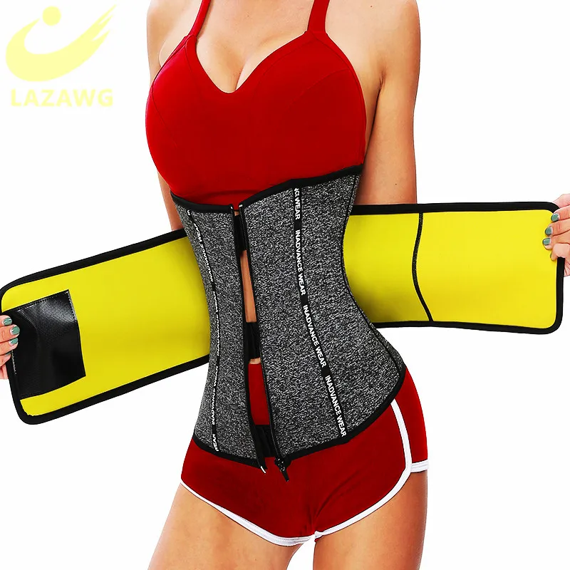 LAZAWG тренажер для талии с молнией крюком и волшебной наклейкой Cincher тренировок по