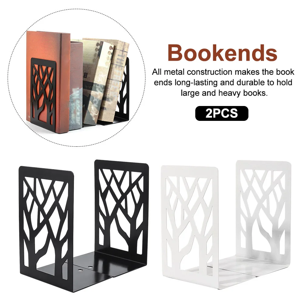 

1pair Portable Students Desk Organizer Storage Office Tree Shadow Out Nonskid Book Ends Iron Home Decor School Removable