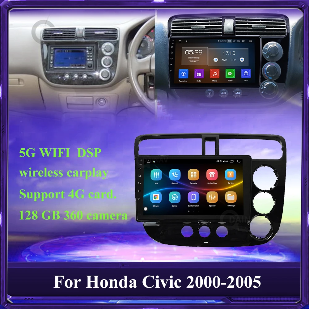 

Car Radio Audio Android GPS Navigation For HONDA CIVIC 2000-2005 Right Hand Drive Stereo Receiver Video Multimedia MP3 Player