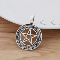 10 pieces tibetan silver pentacle pentagram celtics knot charms pendants for jewellery making findings 38x28mm