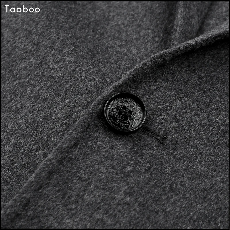 Taoboo Новое повседневное шерстяное пальто с узким воротником мужское длинное