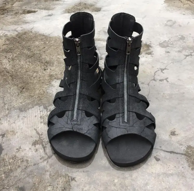 Модные ботинки высококачественные из натуральной кожи на молнии дышащие
