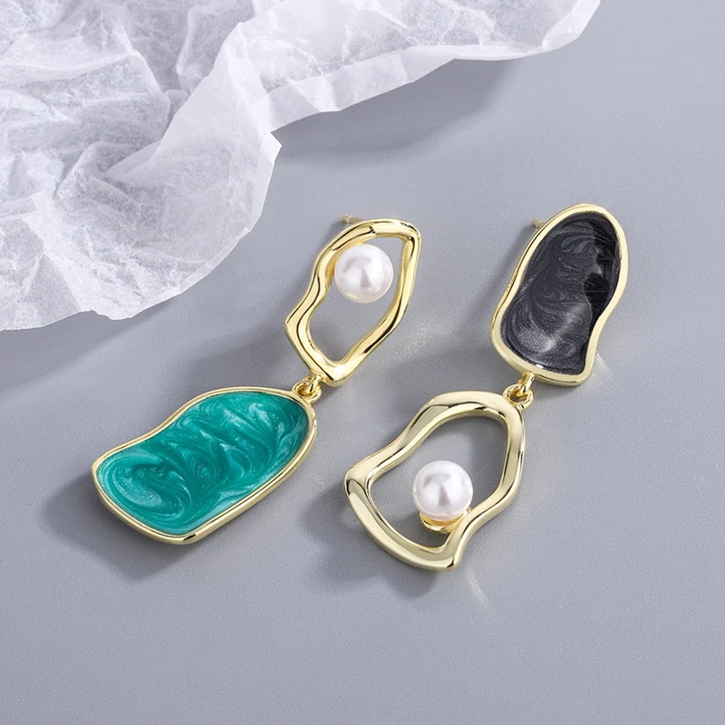 

Morivovog 925 Sterling Silver Asymmetry Pearl Big Long Earrings for Women Exaggeration Creative Boho Earring Designer Jewelry